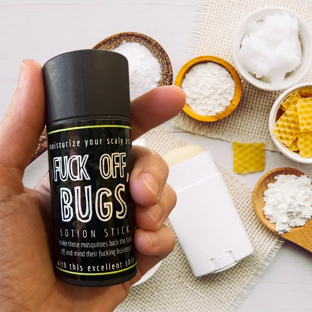 Fuck Off, Bugs Natural Bug Repellent Stick.